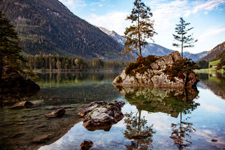 Lake Hintersee in the Bavarian Alps near Berchtesgaden