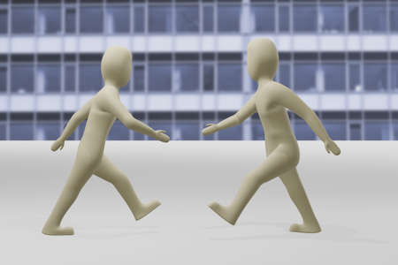 Two characters run to hands, 3D illustrationの写真素材