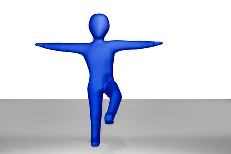 Character balancing on one leg, 3D illustrationの写真素材