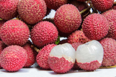 The lychee fruit with white back groundの写真素材