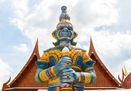 giant guardian  yak  at Wat Wat Bang Peng Taiの写真素材