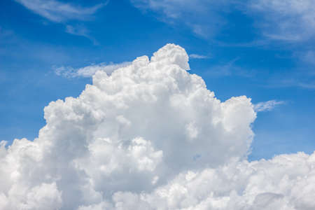 beautiful fresh, bright clouds with blue sky in bright day for scene and backgroundの写真素材