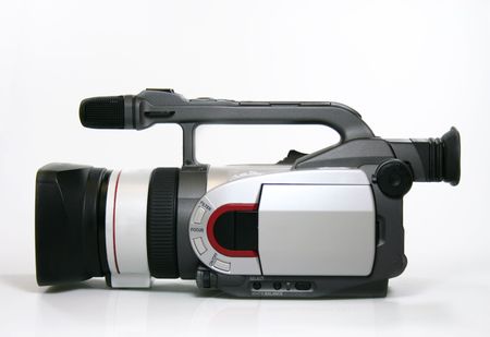 professional camcorder on the white backgroundの写真素材