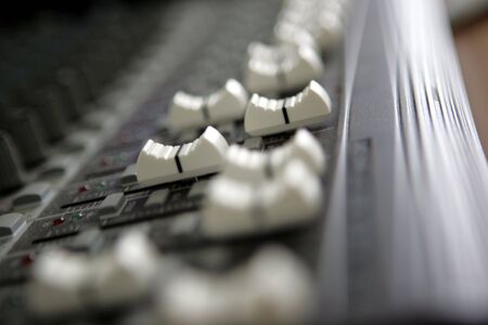 Sliders on Audio Mixerの写真素材