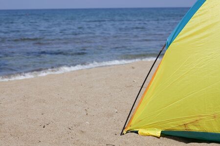 tent on the beach, close up shotの写真素材