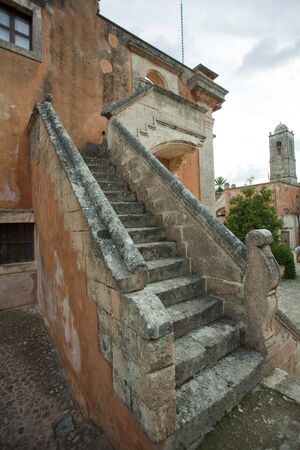 old stone stair in churchの写真素材