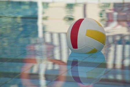 water ball floating in a swimming poolの写真素材