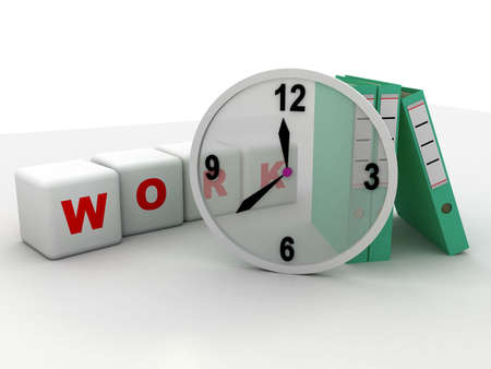 computer rendered image of cubes, watch and folders