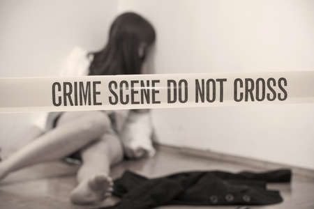 crime scene - abused young woman dead on the groundの写真素材