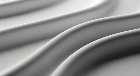 Close-up of soft, gray fabric with gentle waves, creating a smooth and flowing texture. Ideal for backgrounds or design elements.の素材