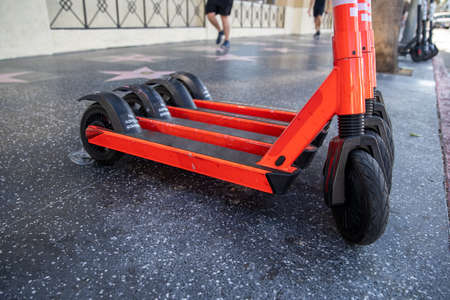 Scooters for public transport for rent in the streets of big citiesの写真素材