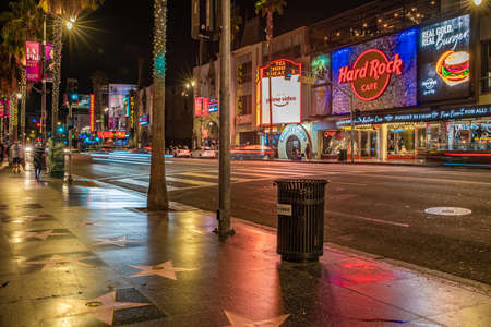 LOS ANGELES - SEPTEMBER 11, 2019: Walkway celebrating at night time on Hollywood Boulevardのeditorial素材