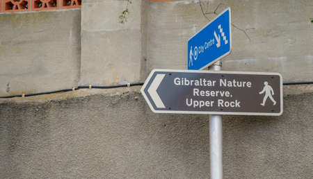 indicator of the direction of the nature reserve in Gibraltarの写真素材