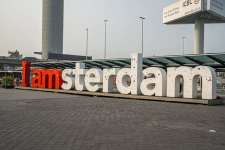 Amsterdam - August 27, 2019: Sign i am amsterdam in the capital of the Netherlandsのeditorial素材