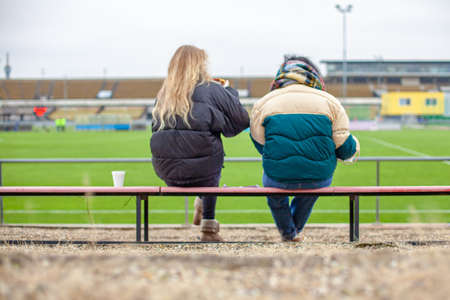spectators at a football game.の写真素材