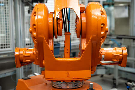 Detail of a robotic arm in a factory, auto industryの写真素材
