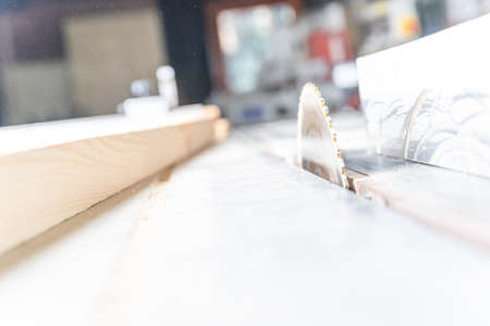 Circular wood saw in joinery to produce wooden furniture