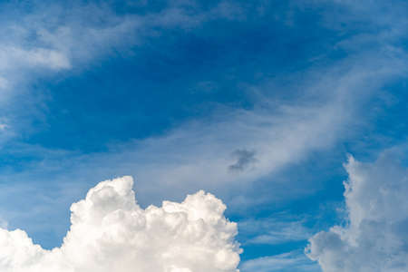 blue sky with white clouds in sunny weatherの写真素材