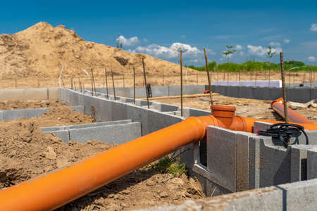 foundation of a family house from lost formworkの写真素材