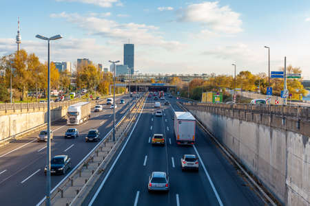 Vienna, Austria - 11.05.2020: transportation in a car on the streets of the cityのeditorial素材