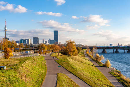 autumn landscape with a view of Viennaの写真素材