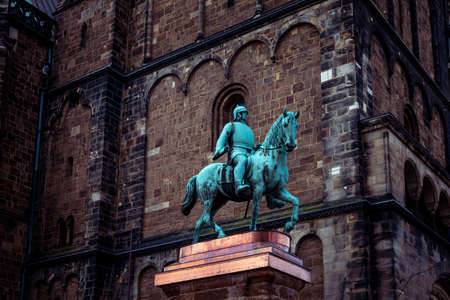 Bremen, Germany - August 9,2020. statue of a knight on horsebackのeditorial素材