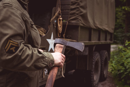 detail of an old army car for the transport of a soldierの写真素材