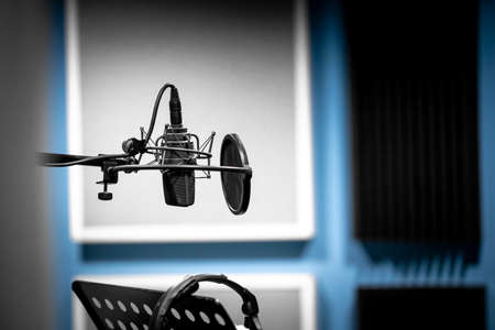 microphone in the studio ready to record voice and musicの写真素材