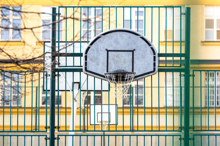 basketball hoop on the school field