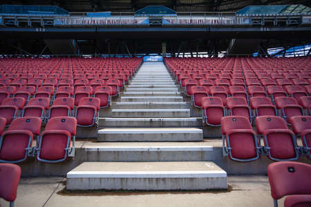 empty seats without spectators in the stadium