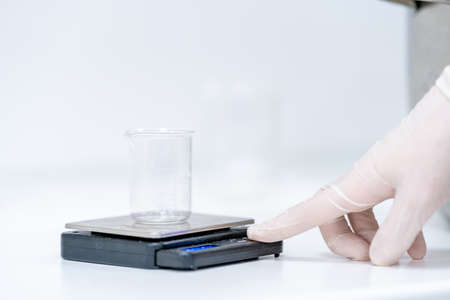 Weighing containers for ingredients. production of natural cosmeticsの写真素材