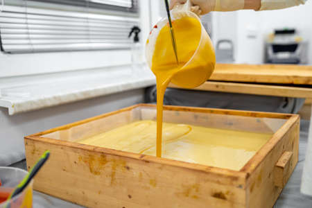 home production of organic soap for body careの写真素材