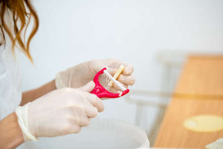 pruning handmade organic soap. body and skin furnacesの写真素材