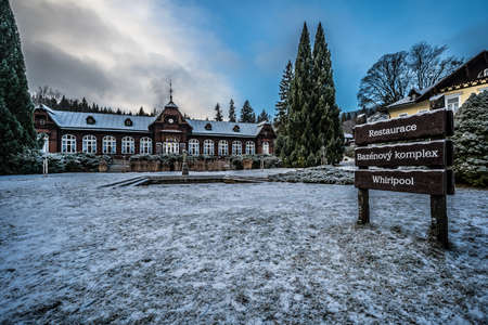 Karlova Studanka, Czech Republic - 13.01.2022: Mountain spa for relaxation and healing in beautiful natureのeditorial素材