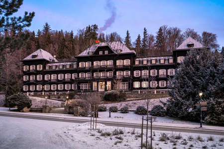 Karlova Studanka, Czech Republic - 13.01.2022: Mountain spa for relaxation and healing in beautiful natureのeditorial素材