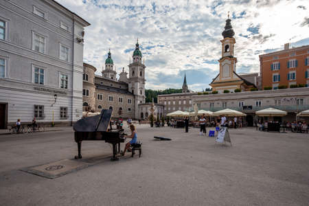 Salzburg, Austira - 4.6.2021: squares in the cityのeditorial素材