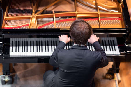 a piano on the Philharmonic stageの写真素材