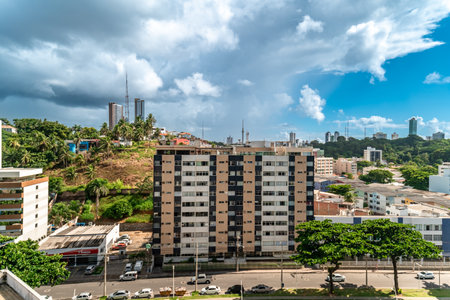 Salvador, Brazil - February 22, 2022: View of the modern part of the city near the oceanのeditorial素材