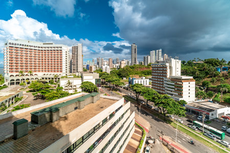 Salvador, Brazil - February 22, 2022: View of the modern part of the city near the oceanのeditorial素材