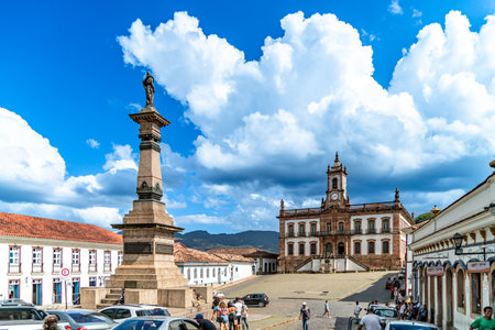 Ouro Preto, Brazil - March 4, 2022: the church, squares and streets of the tourist town, unescoのeditorial素材
