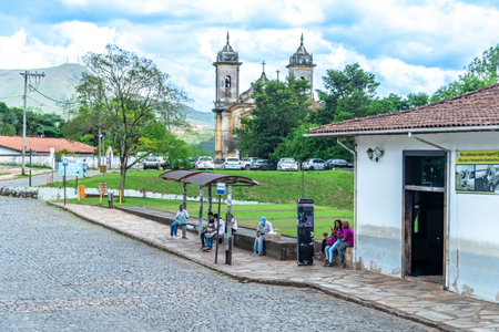 Ouro Preto, Brazil - March 4, 2022: city streets. UNESCO World Heritageのeditorial素材