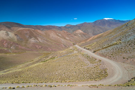 unpaved road in the South American Andesの写真素材