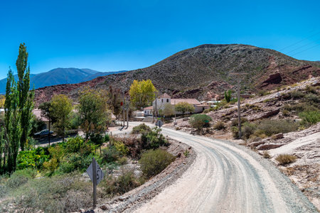 road in the Andes mountains in the nature of South Americaの写真素材