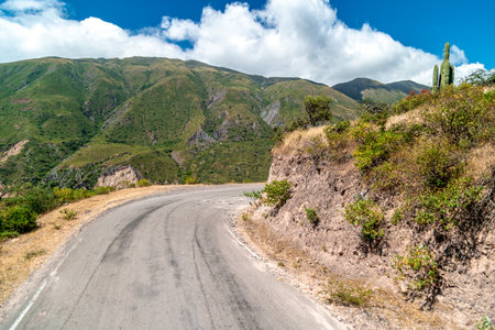 road in a beautiful mountain landscapeの写真素材