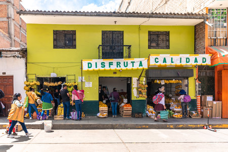 Huaraz, Peru - September 15, 2022: street of a South American cityのeditorial素材