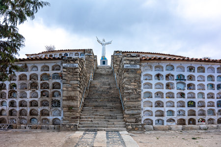 Yungay, Peru - September 16.2022: cemetery in the city of Yungay under Mount Huascaran in Peruのeditorial素材