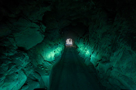 driving through a tunnel in the mountains