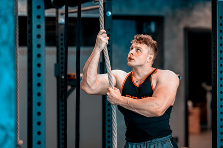 athlete with rope in gym