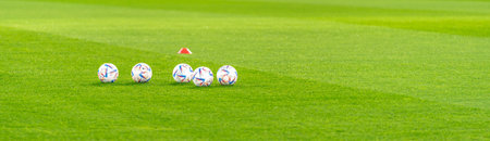 Wien, Austria - February 24, 2023: soccer ball on the field, Austrian second league