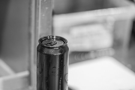 beer drink can in production in a breweryの写真素材